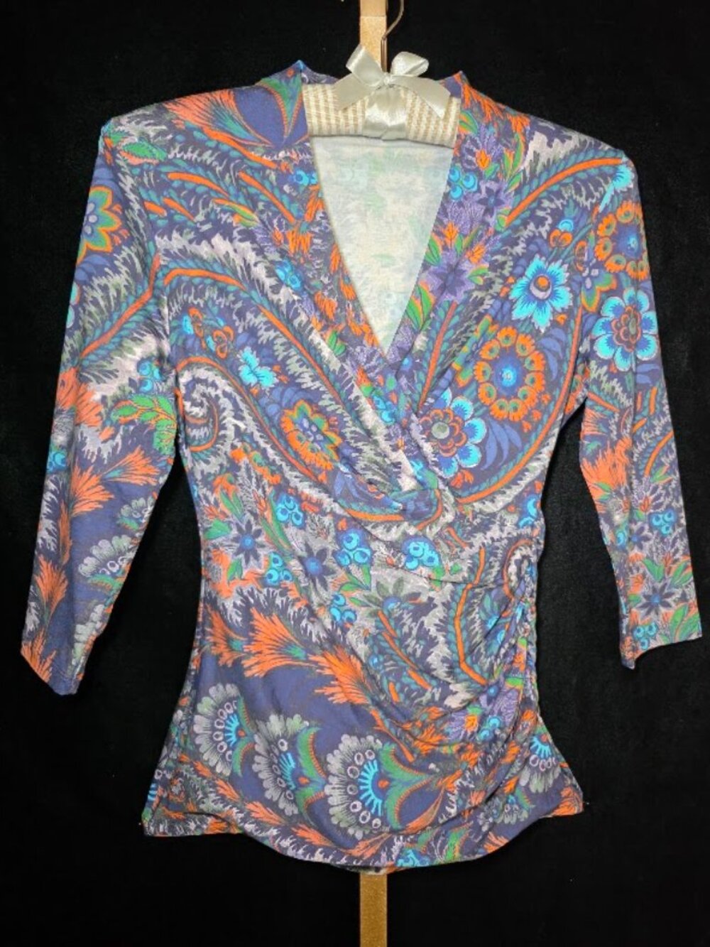 Peruvian Connection Floral Pima Cotton Long Sleeve Top S
